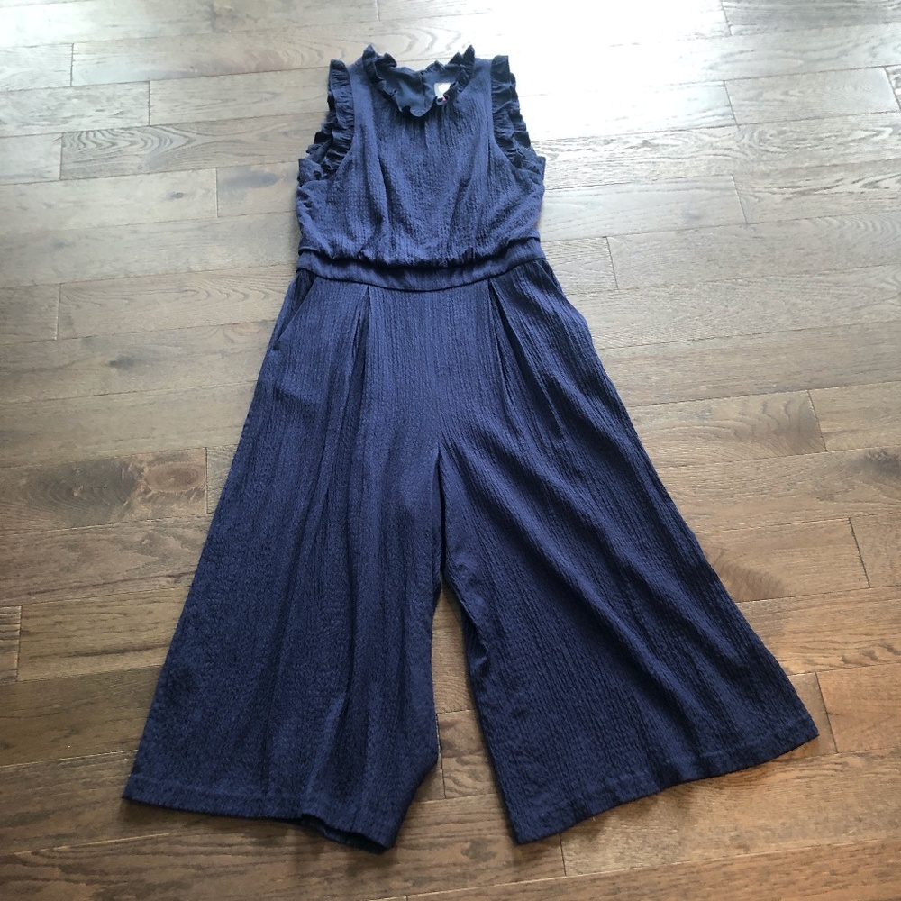 Vince Camuto Women's Cropped Jumpsuit Navy Blue Size 14